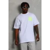 Erkek Baskılı T-Shirt Kısa Kol Bisiklet Yaka Regular Fit Rahat Kalıp Günlük Tişört - Beyaz