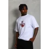Erkek Baskılı T-Shirt Kısa Kol Bisiklet Yaka Regular Fit Rahat Kalıp Günlük Tişört - Beyaz