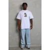 Erkek Baskılı T-Shirt Kısa Kol Bisiklet Yaka Regular Fit Rahat Kalıp Günlük Tişört - Beyaz