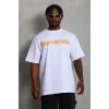Erkek Baskılı T-Shirt Kısa Kol Bisiklet Yaka Regular Fit Rahat Kalıp Günlük Tişört - Beyaz