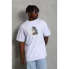 Erkek Baskılı T-Shirt Kısa Kol Bisiklet Yaka Regular Fit Rahat Kalıp Günlük Tişört - Beyaz
