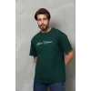 Erkek Baskılı T-Shirt Kısa Kol Bisiklet Yaka Regular Fit Rahat Kalıp Günlük Tişört - Çağla Yeşili