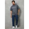 Erkek Baskılı T-Shirt Kısa Kol Bisiklet Yaka Regular Fit Rahat Kalıp Günlük Tişört - Füme