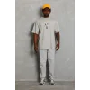 Erkek Baskılı T-Shirt Kısa Kol Bisiklet Yaka Regular Fit Rahat Kalıp Günlük Tişört - Gri