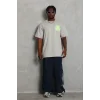 Erkek Baskılı T-Shirt Kısa Kol Bisiklet Yaka Regular Fit Rahat Kalıp Günlük Tişört - Gri