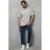 Erkek Baskılı T-Shirt Kısa Kol Bisiklet Yaka Regular Fit Rahat Kalıp Günlük Tişört - Gri