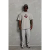 Erkek Baskılı T-Shirt Kısa Kol Bisiklet Yaka Regular Fit Rahat Kalıp Günlük Tişört - Gri