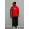 Erkek Baskılı T-Shirt Kısa Kol Bisiklet Yaka Regular Fit Rahat Kalıp Günlük Tişört - Kırmızı