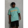 Erkek Baskılı T-Shirt Kısa Kol Bisiklet Yaka Regular Fit Rahat Kalıp Günlük Tişört - Mint Yeşili