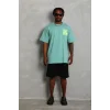 Erkek Baskılı T-Shirt Kısa Kol Bisiklet Yaka Regular Fit Rahat Kalıp Günlük Tişört - Mint Yeşili