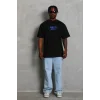 Erkek Baskılı T-Shirt Kısa Kol Bisiklet Yaka Regular Fit Rahat Kalıp Günlük Tişört - Siyah