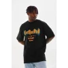Erkek Baskılı T-Shirt Kısa Kol Bisiklet Yaka Regular Fit Rahat Kalıp Günlük Tişört - Siyah
