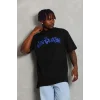 Erkek Baskılı T-Shirt Kısa Kol Bisiklet Yaka Regular Fit Rahat Kalıp Günlük Tişört - Siyah