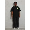 Erkek Baskılı T-Shirt Kısa Kol Bisiklet Yaka Regular Fit Rahat Kalıp Günlük Tişört - Siyah