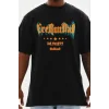 Erkek Baskılı T-Shirt Kısa Kol Bisiklet Yaka Regular Fit Rahat Kalıp Günlük Tişört - Siyah