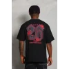 Erkek Baskılı Tişort Kısa Kol Bisiklet Yaka Ovarsize T-Shirt - Siyah