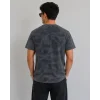 Erkek Batik Desenli Tişört Bisiklet Yaka Kısa Kol Regular Fit T-shirt - Füme
