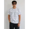 Erkek Batik Desenli Tişört Bisiklet Yaka Kısa Kol Regular Fit T-shirt - Gri