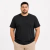 Erkek Battal Big Size Basic Tişört Bisiklet Yaka Rahat Kalıp T-Shirt - Siyah