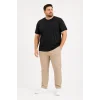 Erkek Battal Big Size Basic Tişört Bisiklet Yaka Rahat Kalıp T-Shirt - Siyah