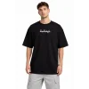 Erkek Bisiklet Yaka Baskılı Kısa Kollu Tişört Streetwear Günlük Basic Pamuklu T-shirt - Siyah