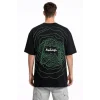 Erkek Bisiklet Yaka Baskılı Kısa Kollu Tişört Streetwear Günlük Basic Pamuklu T-shirt - Siyah