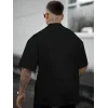 Erkek Bisiklet Yaka Kısa Kol Baskılı T-shirt - Siyah