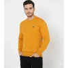 Erkek Bisiklet Yaka Nakış Işlemeli Triko Kazak Yumuşak Dokulu Pamuklu Ince Dokuma, Uzun Kollu Rahat Regular Kalıp - Turuncu