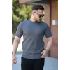 Erkek Bisiklet Yaka örgü Desenli Kısa örme Triko Kısa Kollu T-shirt