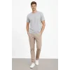 Erkek Bisiklet Yaka Tişört Regular Kalıp Basic Pamuklu Günlük Kullanım T-shirt - Gri