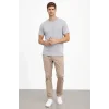 Erkek Bisiklet Yaka Tişört Regular Kalıp Basic Pamuklu Günlük Kullanım T-shirt - Gri