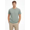 Erkek Bisiklet Yaka Tişört Regular Kalıp Basic Pamuklu Günlük Kullanım T-shirt - Mint Yeşili