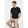 Erkek Bisiklet Yaka Tişört Regular Kalıp Basic Pamuklu Günlük Kullanım T-shirt - Siyah