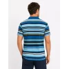 Erkek Çizgili Polo Yaka Tişört Kısa Kol Yazlık T-Shirt Regular Fit - Mavi