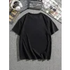 Erkek Dağ Grafikli Tişört, Yaz Için Büyük Beden Rahat T-shirt - Siyah
