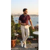 Erkek Desenli Kısa Kollu Triko Tişört - %100 Pamuk Akrilik