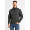 Erkek Dik Yaka Sweatshirt Dik Yaka Yarım Fermuarlı 3 İplik Şardonlu Pamuk Kumaş - Antrasit