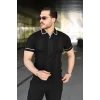 Erkek Dokulu Desen Yakalı Kısa Kollu Tişört