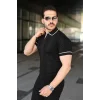 Erkek Dokulu Desen Yakalı Kısa Kollu Tişört