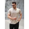 Erkek Düğme Yakalı Jakar Kumaş Kısa Kollu Tişört