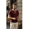 Erkek Düğme Yakalı Kontrast Yaka Triko Tişört