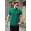 Erkek Düğmeli Yaka Waffle Kumaş Kısa Kollu Tişört