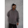 Erkek Düz Kapüşonlu Sweat - Gri