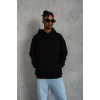 Erkek Düz Kapüşonlu Sweat - Siyah