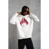 Erkek Eldiven Baskılı Kapüşonlu Sweat - Beyaz