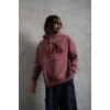 Erkek Eldiven Baskılı Kapüşonlu Sweat - Gül Kurusu