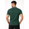 Erkek Fermuarlı Yaka Fitilli Triko Kısa Kollu Regular Fit Tişört T-shirt - Yeşil