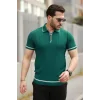 Erkek Fermuarlı Yakalı Kısa Kollu T-shirt