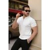 Erkek Fermuarlı Yakalı Kısa Kollu Tshirt
