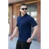 Erkek Fermuarlı Yakalı Kısa Kollu Tshirt